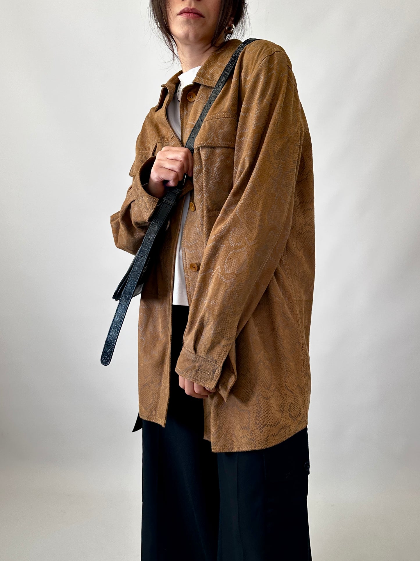 Python embossed suede shirt