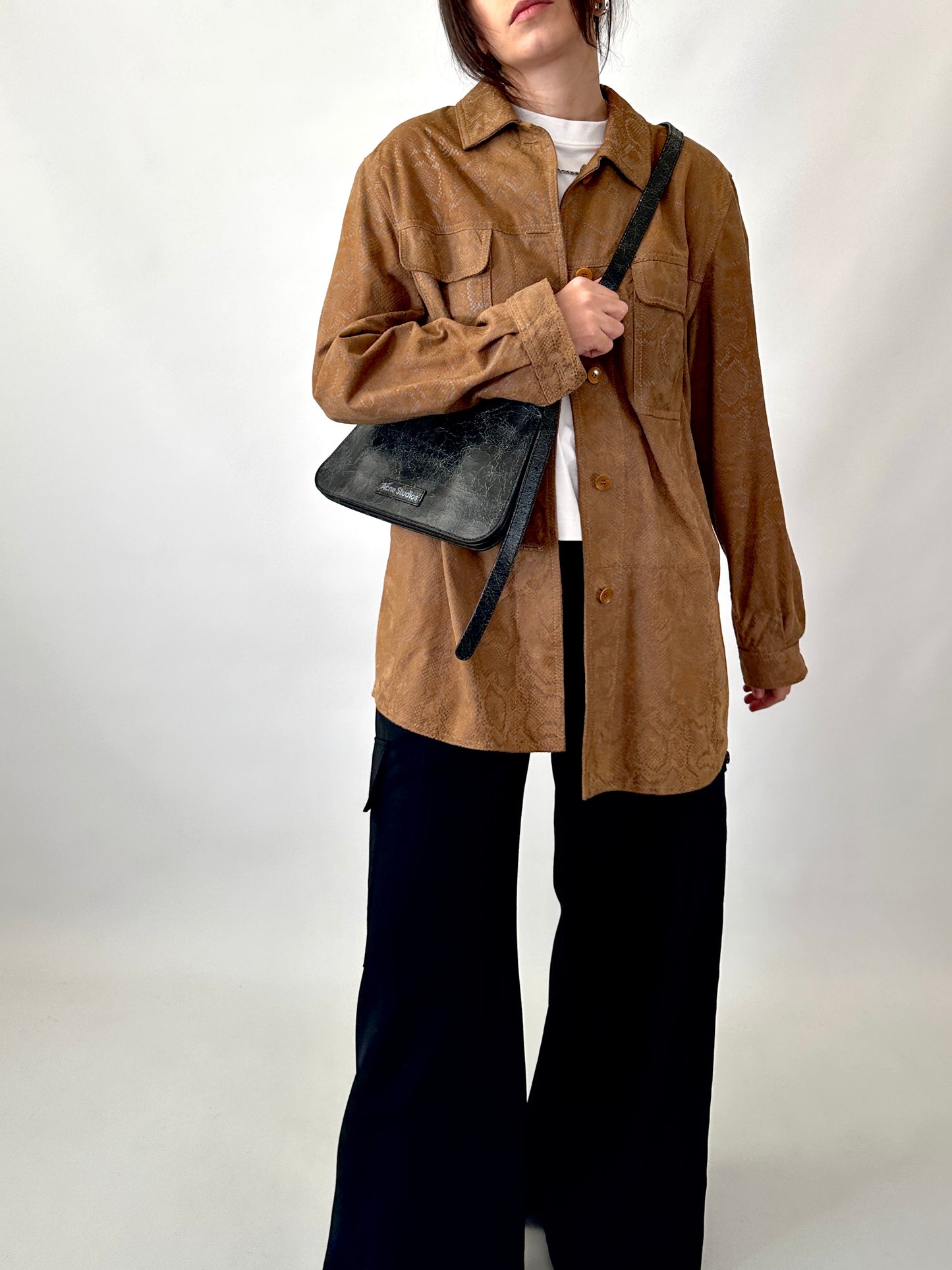 Python embossed suede shirt