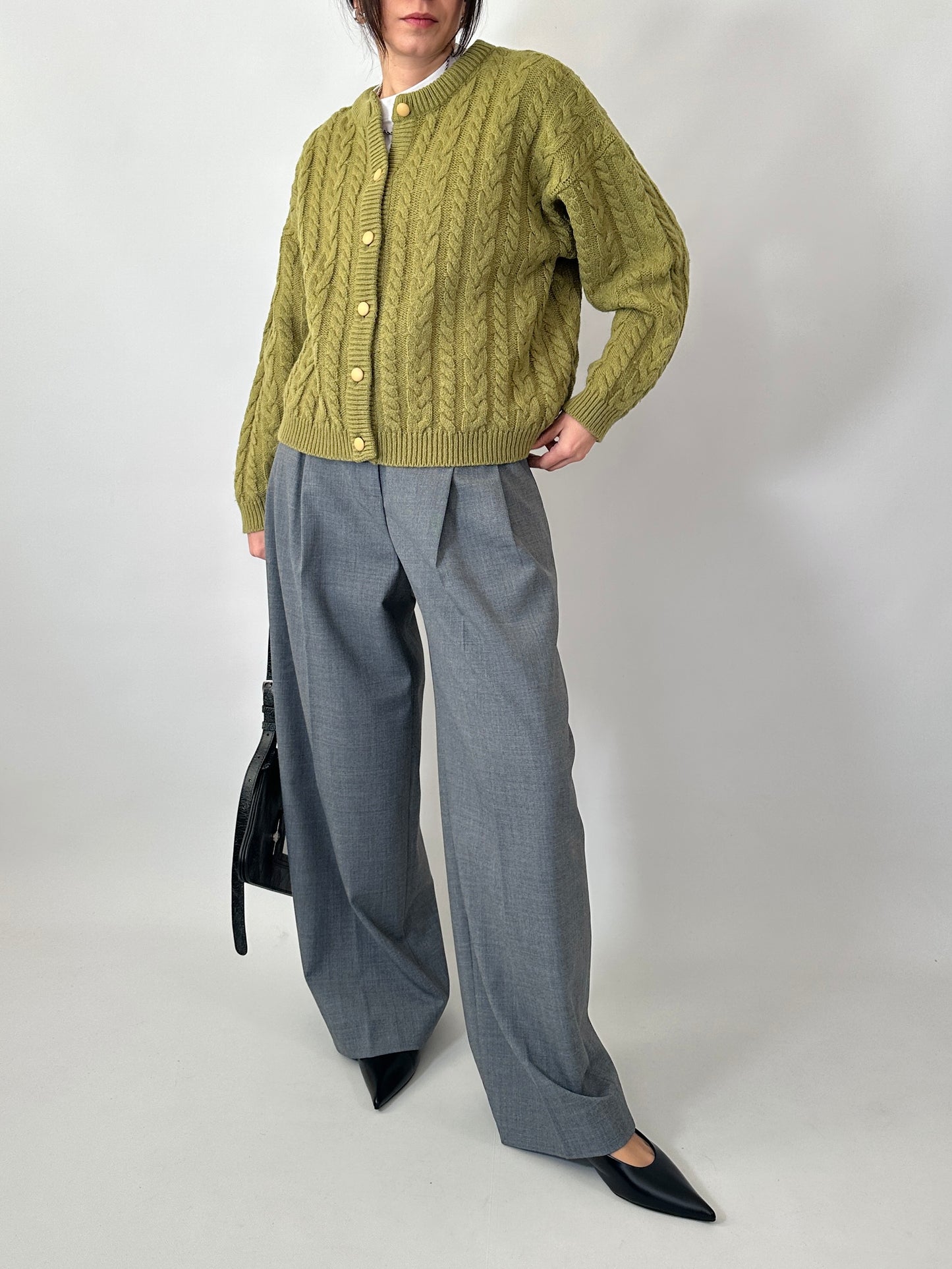Cable knit pistacho cardigan