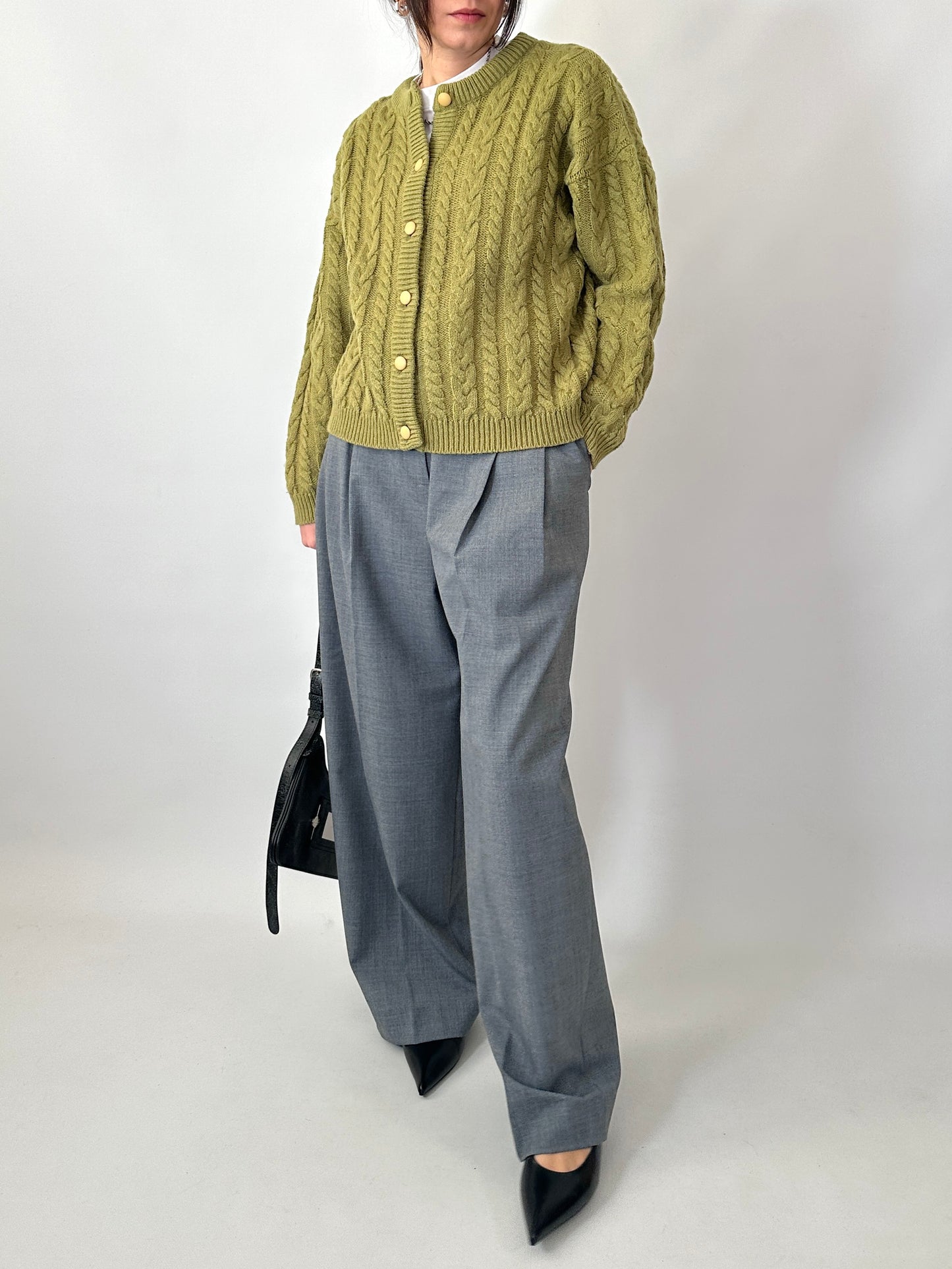 Cable knit pistacho cardigan