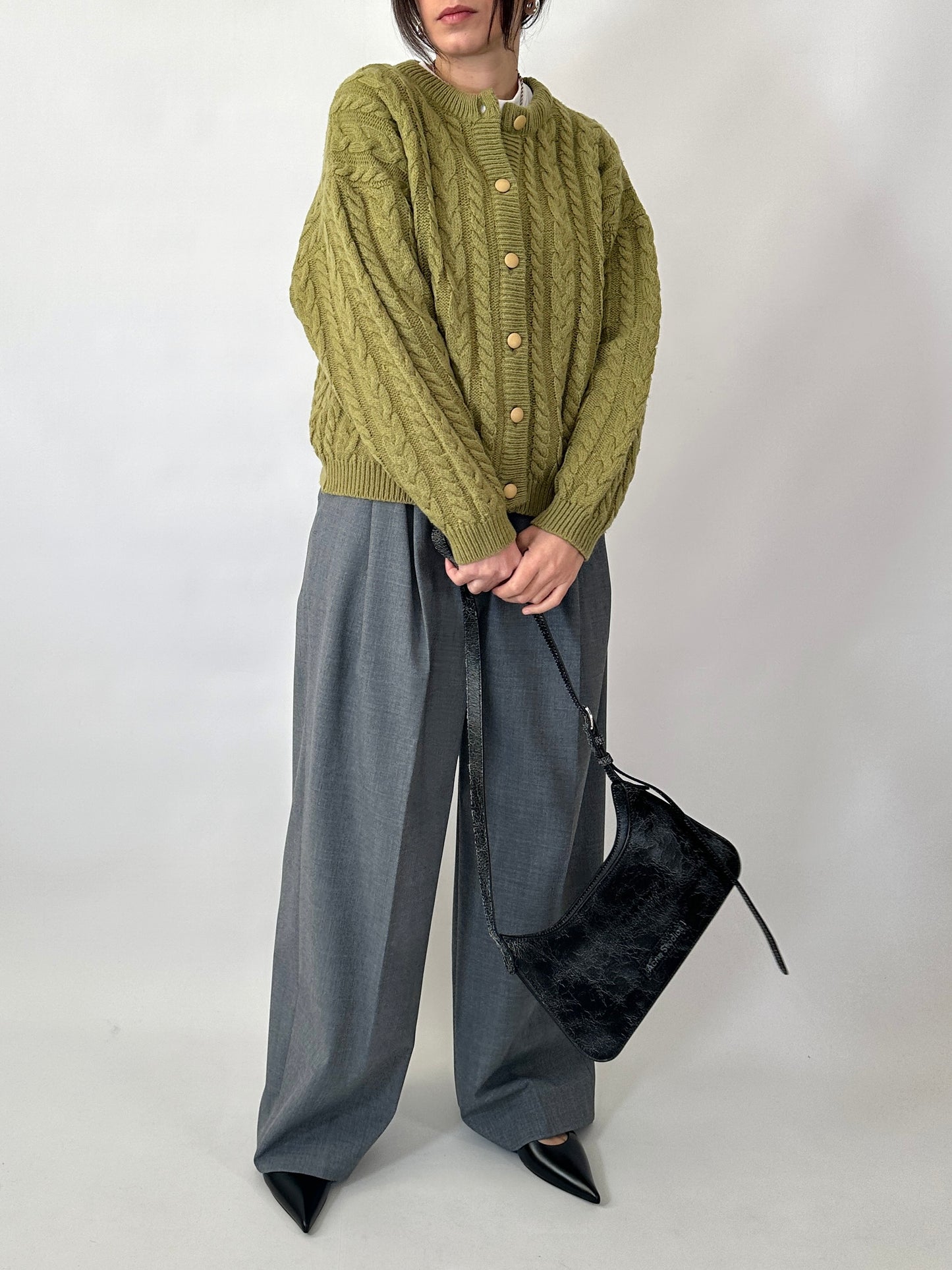 Cable knit pistacho cardigan