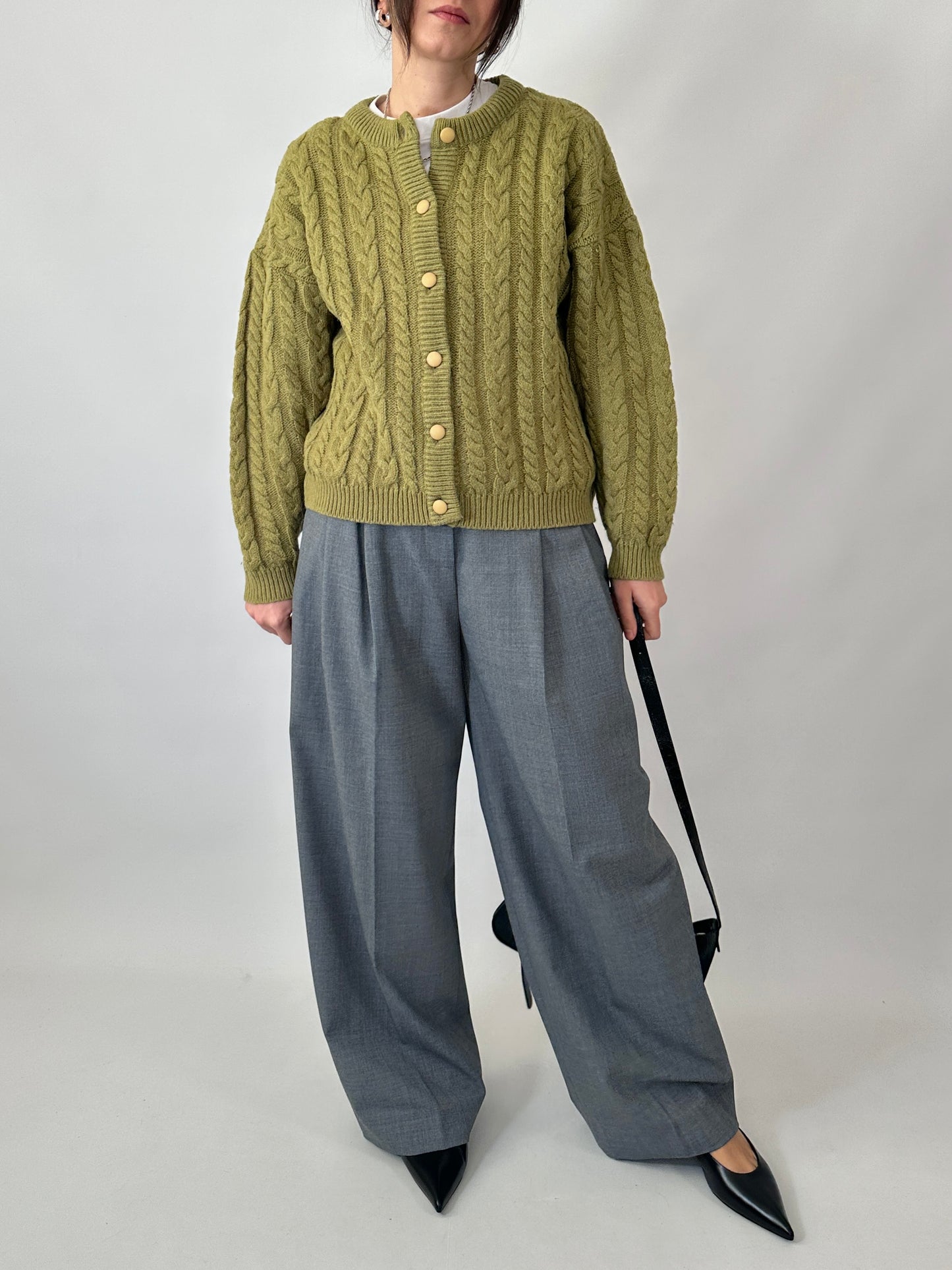 Cable knit pistacho cardigan