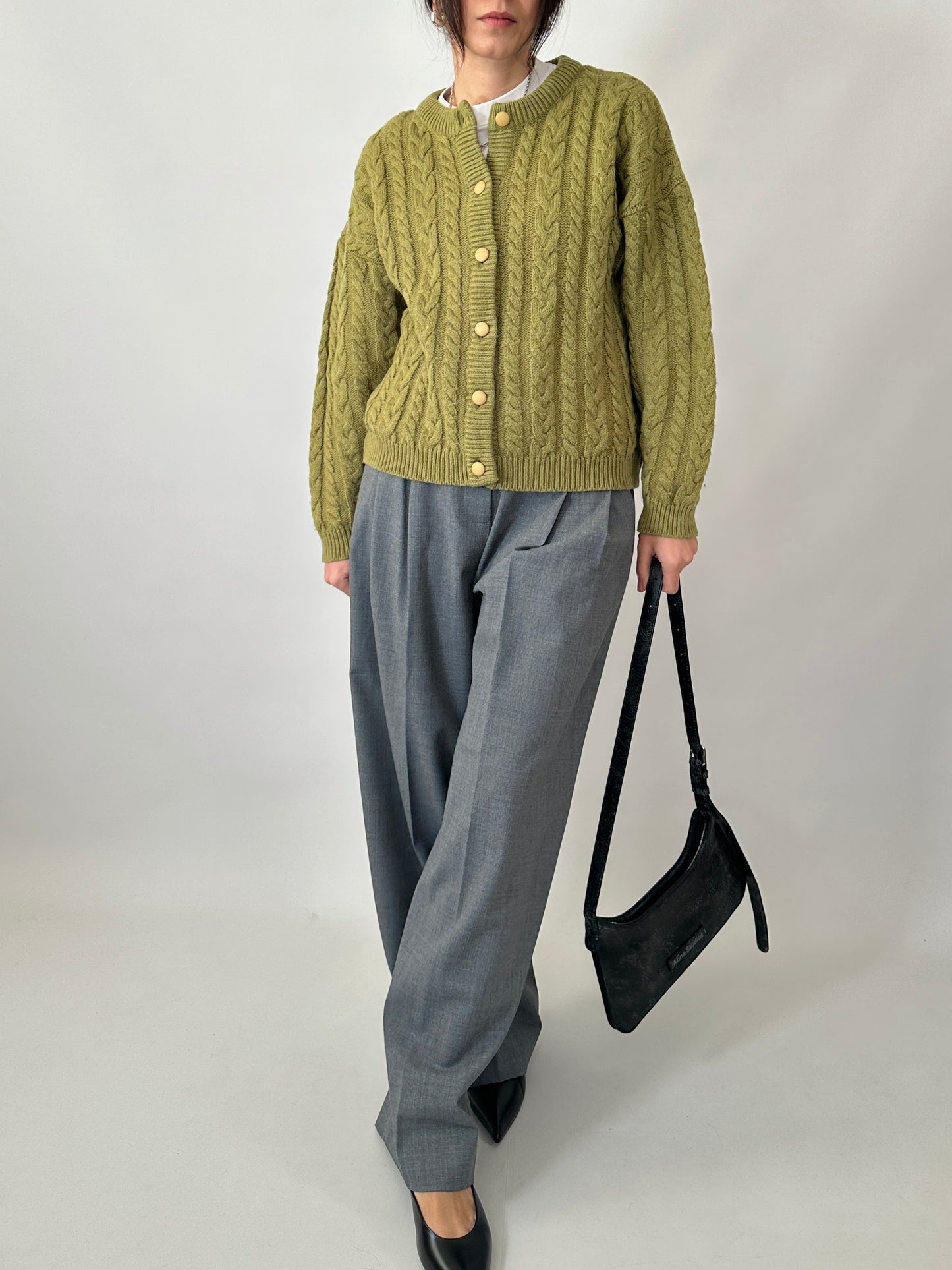 Cable knit pistacho cardigan