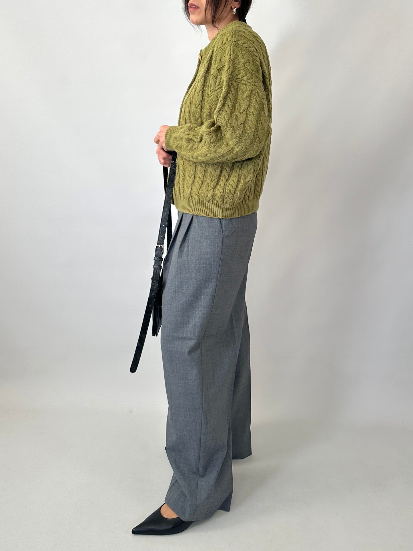 Cable knit pistacho cardigan