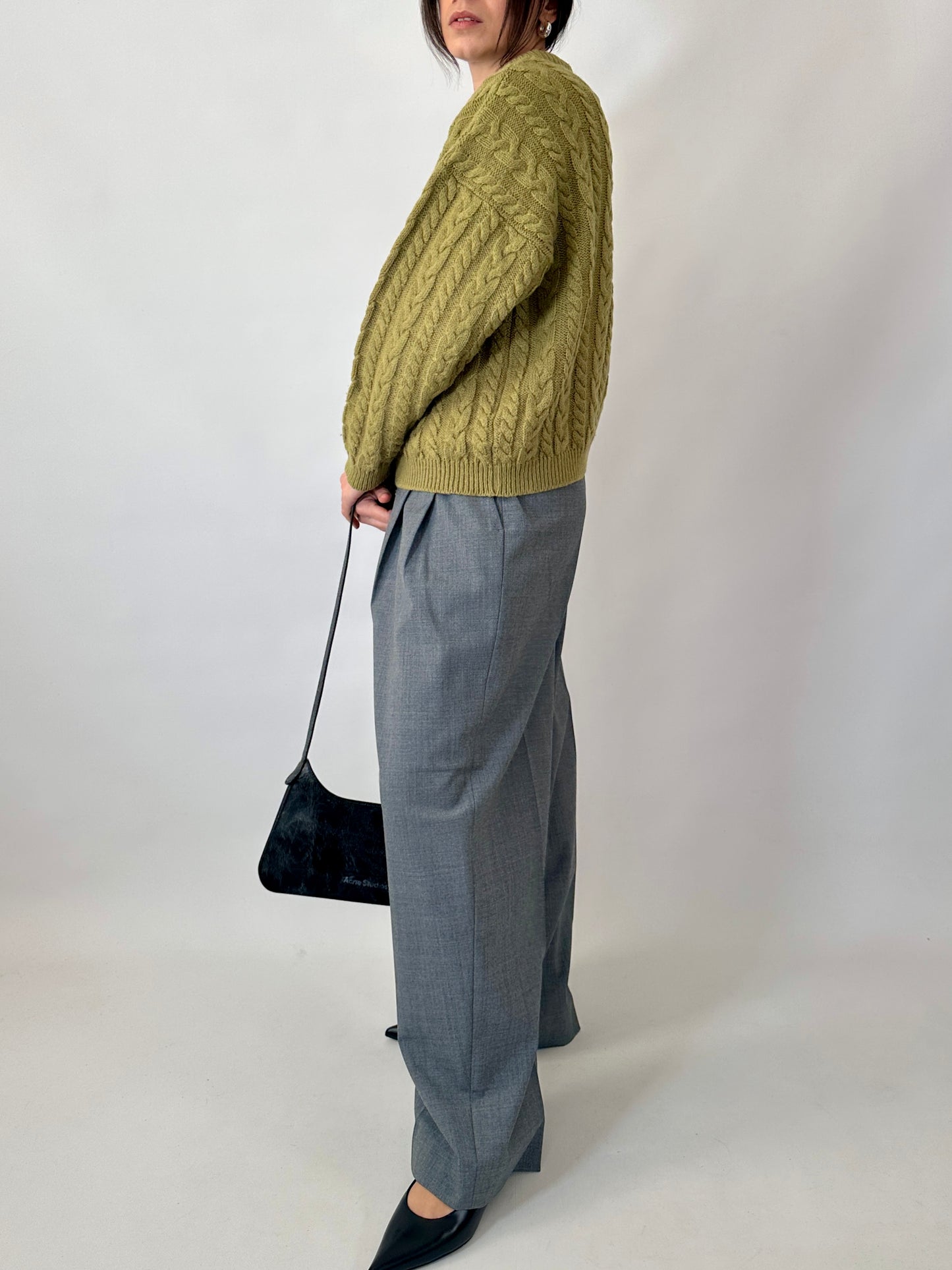Cable knit pistacho cardigan