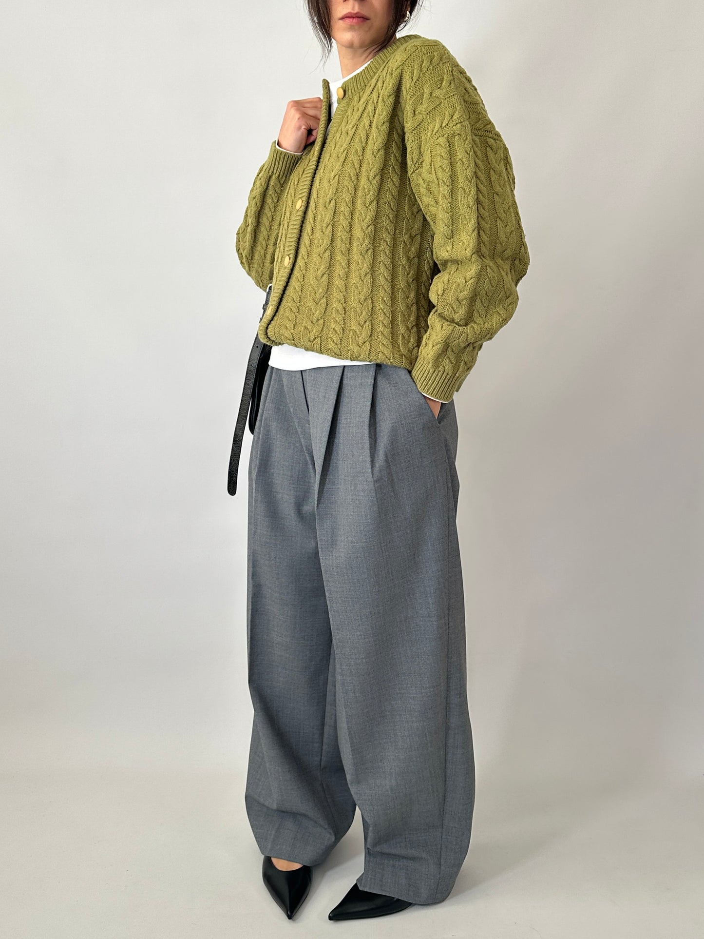 Cable knit pistacho cardigan