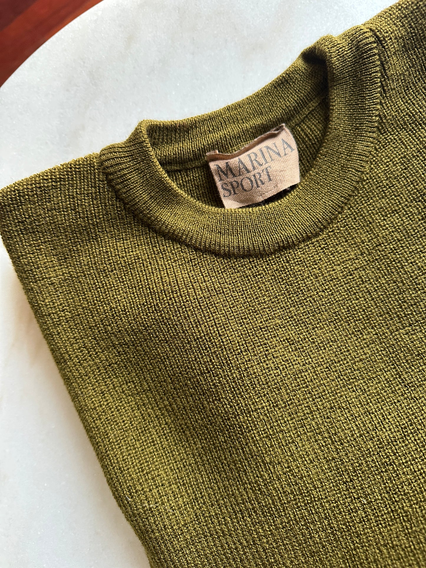 Virgin wool olive green vintage sweater
