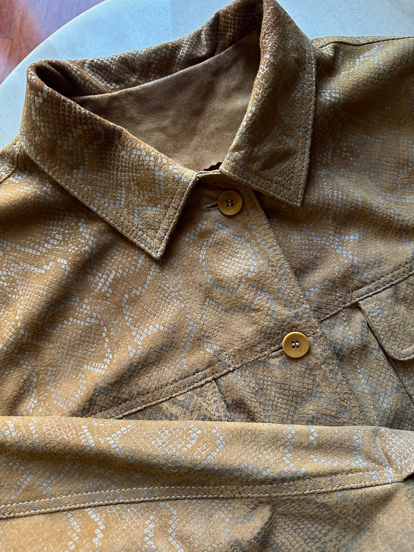 Python embossed suede shirt