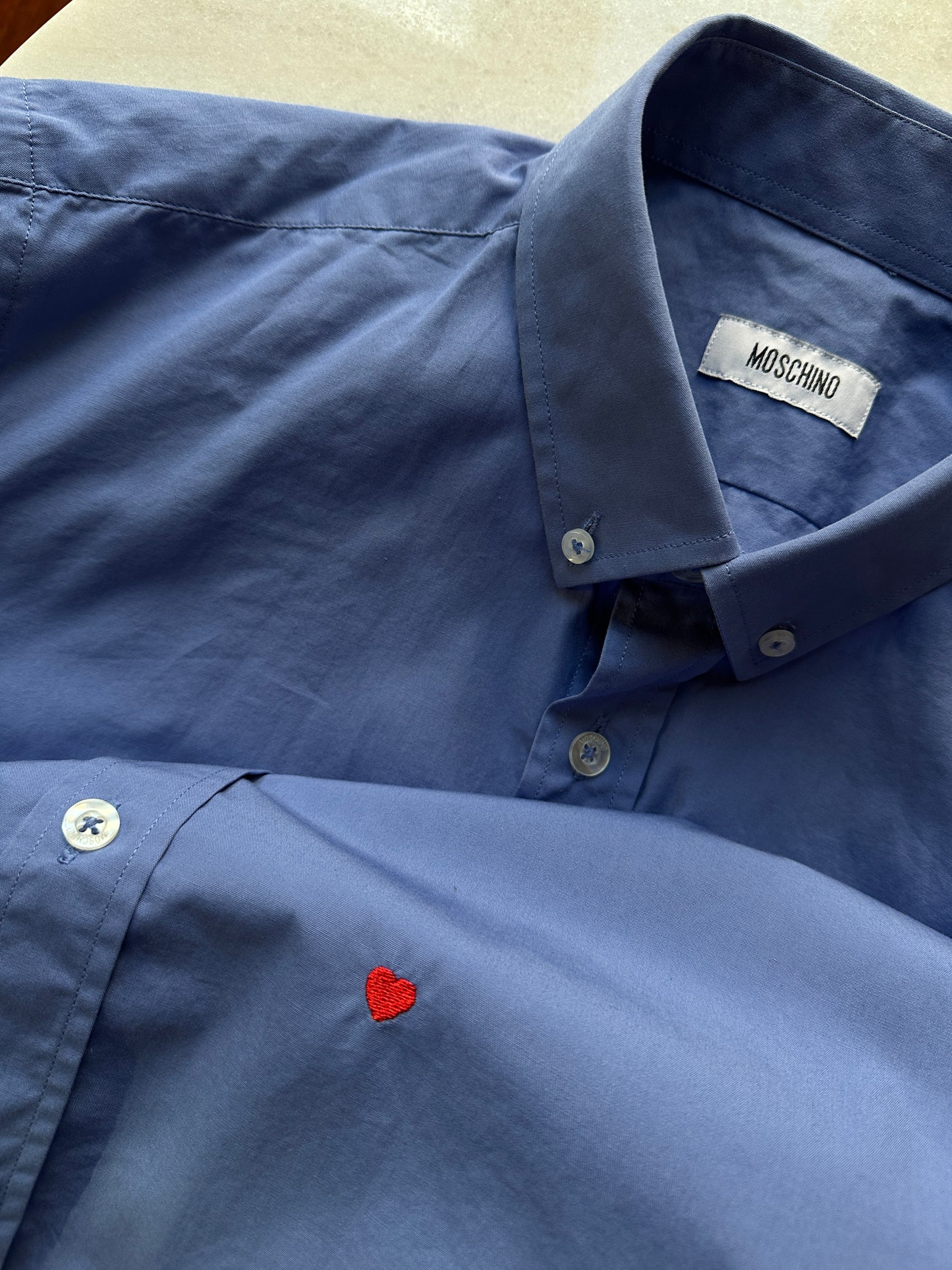 Moschino heart-embroidered cotton shirt